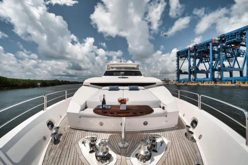 a boat on a deck aboard SOLARIS Yacht for Sale
