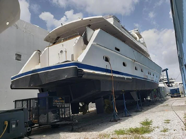 a large white boat aboard TROTTER Yacht for Sale