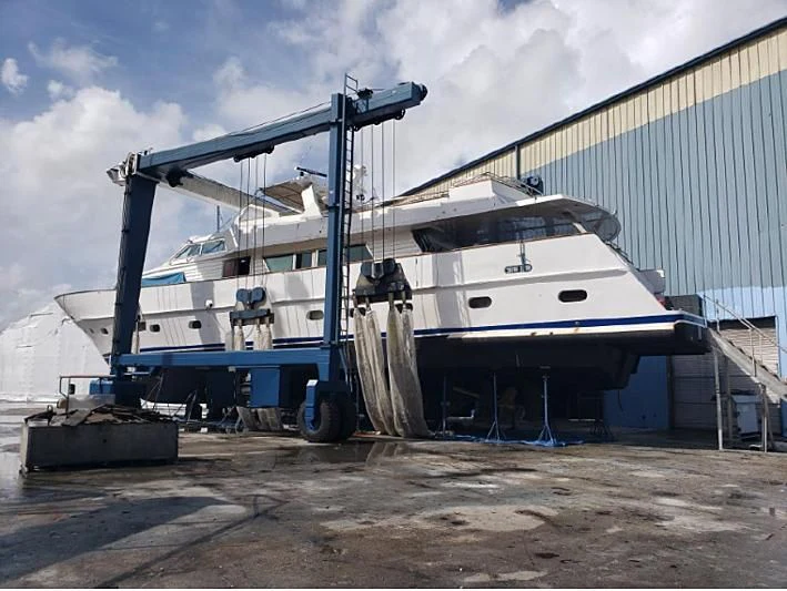 a boat on a trailer aboard TROTTER Yacht for Sale