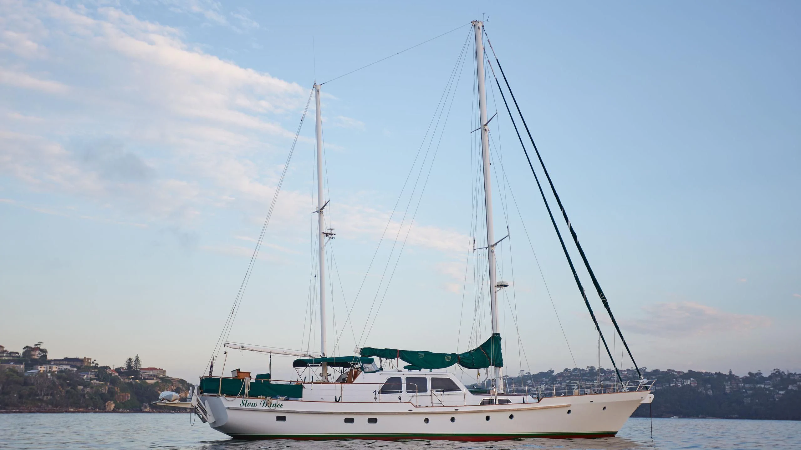 a sailboat on the water aboard SLOW DANCE Yacht for Sale