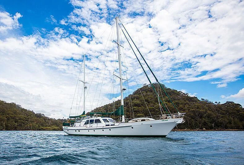a boat on the water aboard SLOW DANCE Yacht for Sale