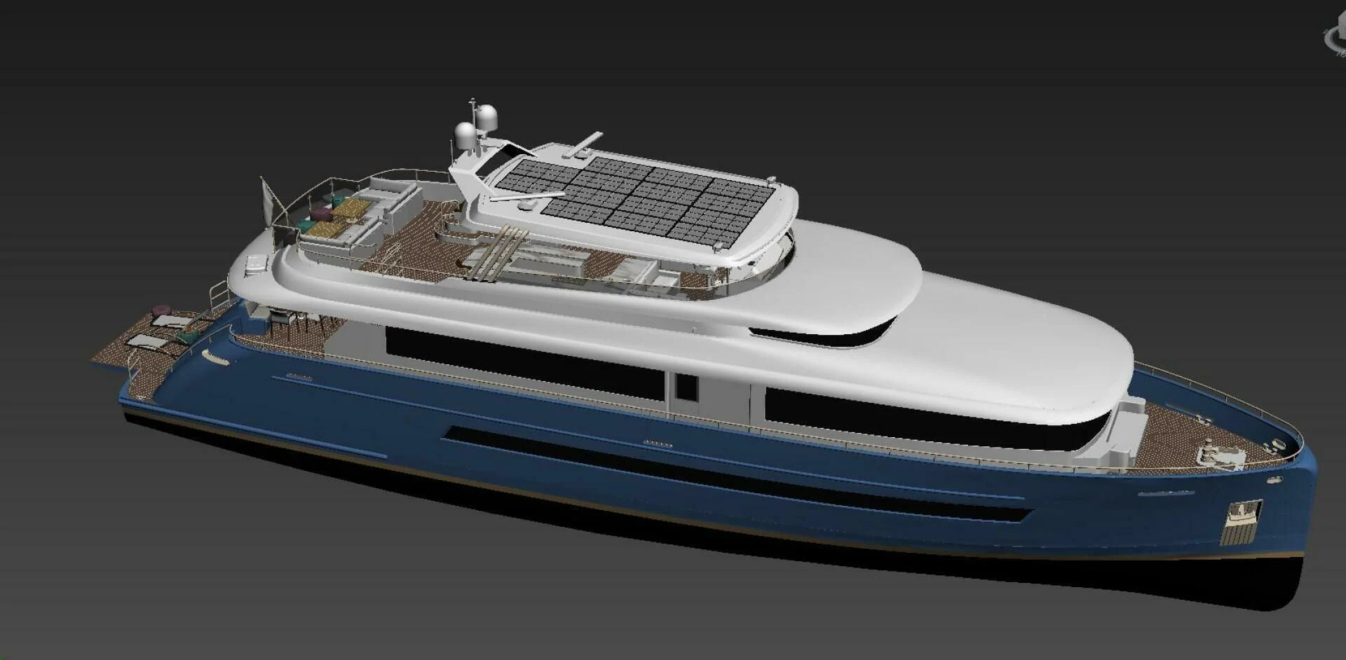 a model of a boat aboard STELLARONE AL108 Yacht for Sale