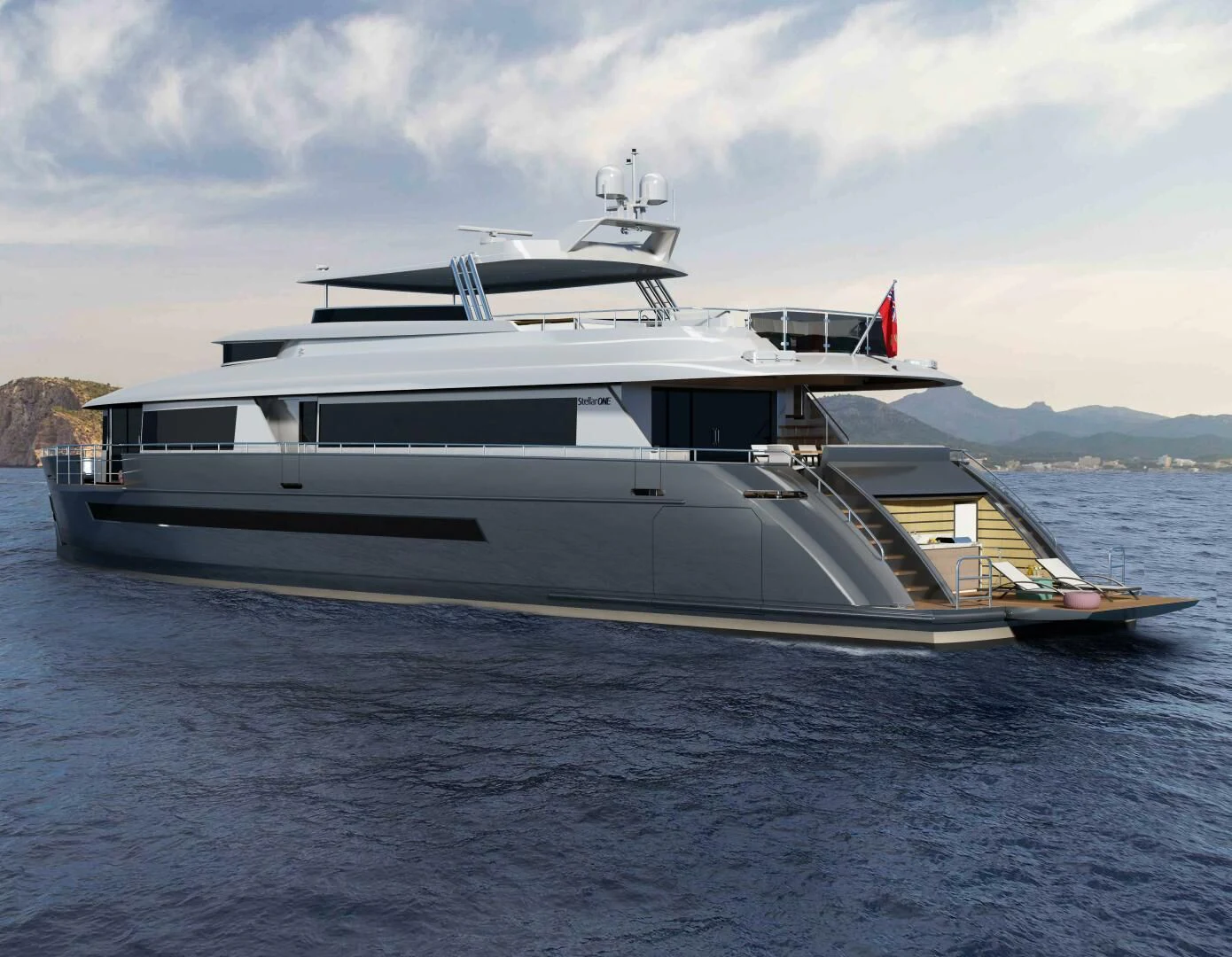 a large boat in the water aboard STELLARONE AL108 Yacht for Sale