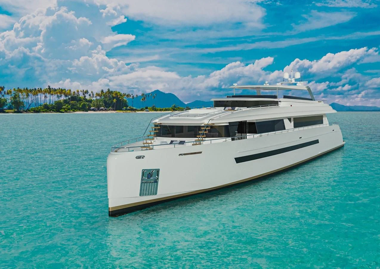 a boat on the water aboard STELLARONE AL108 Yacht for Sale