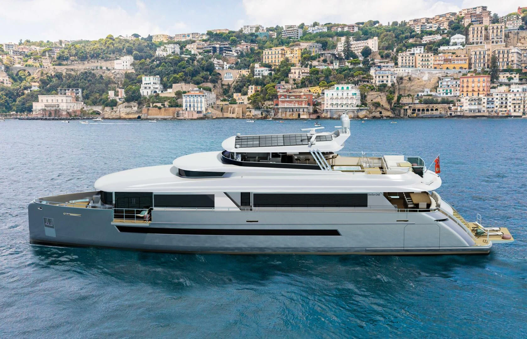 a boat on the water aboard STELLARONE AL108 Yacht for Sale