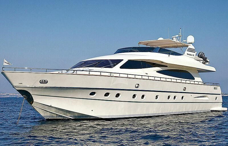 a white yacht in the water aboard MINOU Yacht for Sale