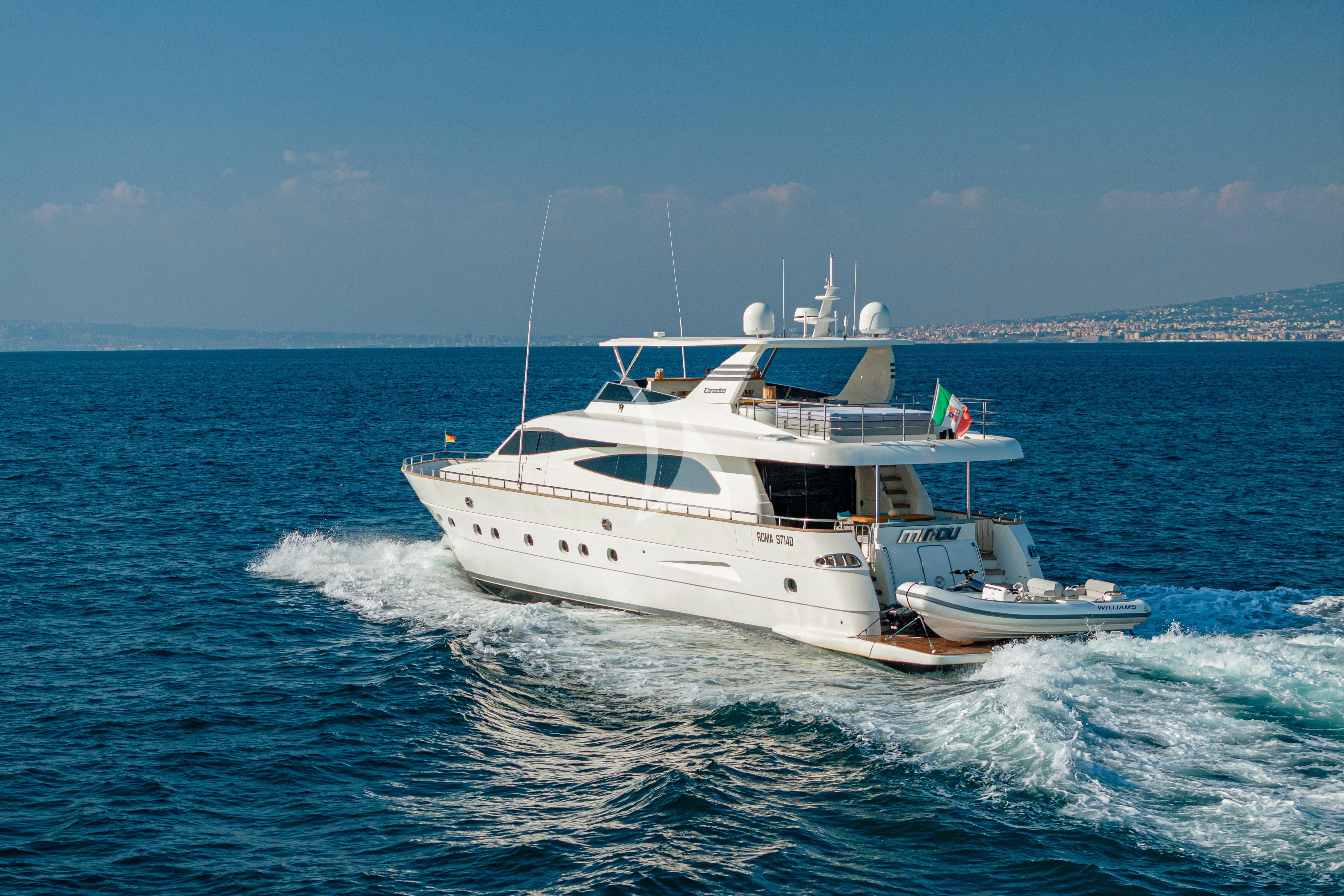 a boat on the water aboard MINOU Yacht for Sale