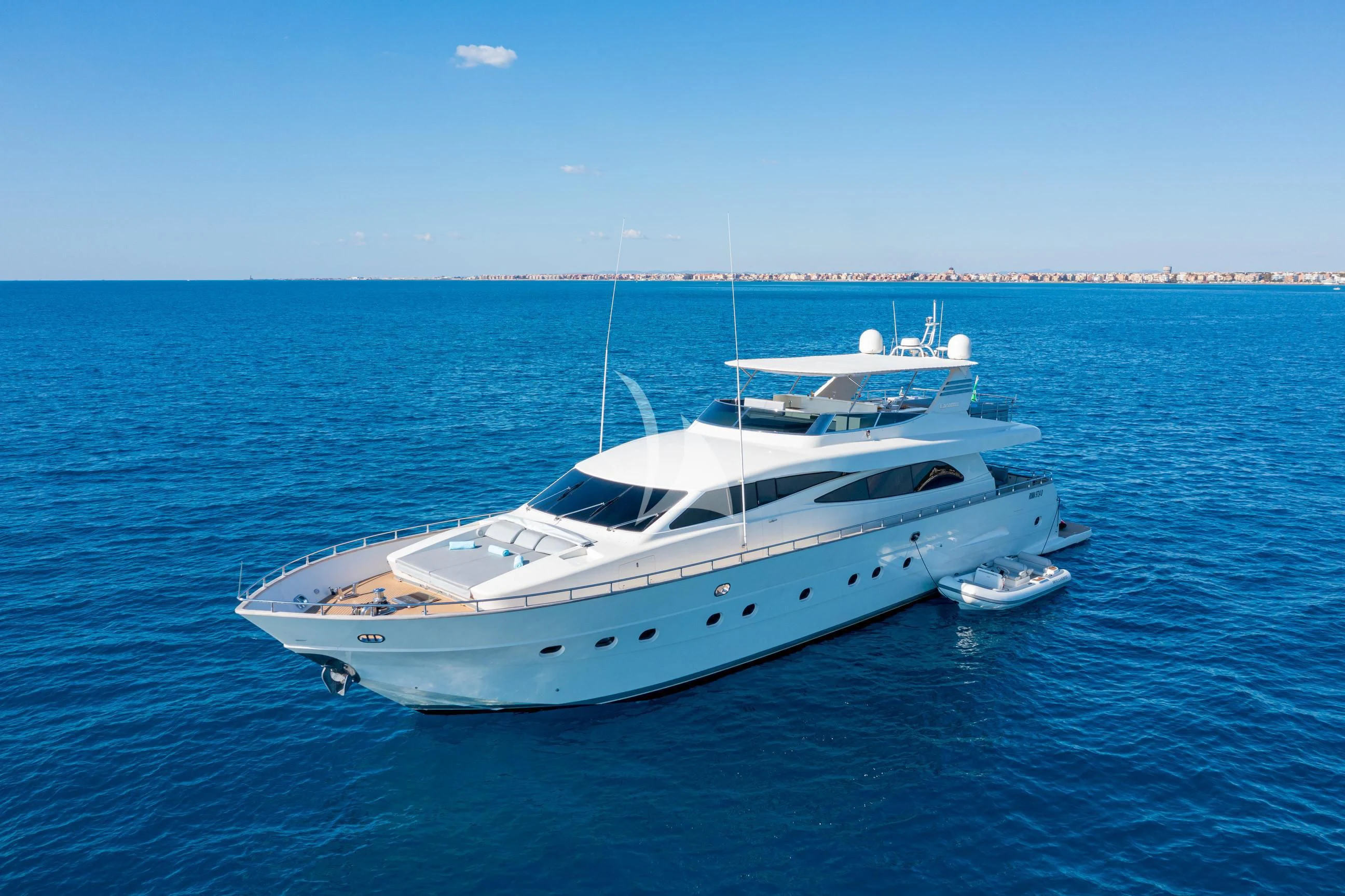 a white yacht in the water aboard MINOU Yacht for Sale