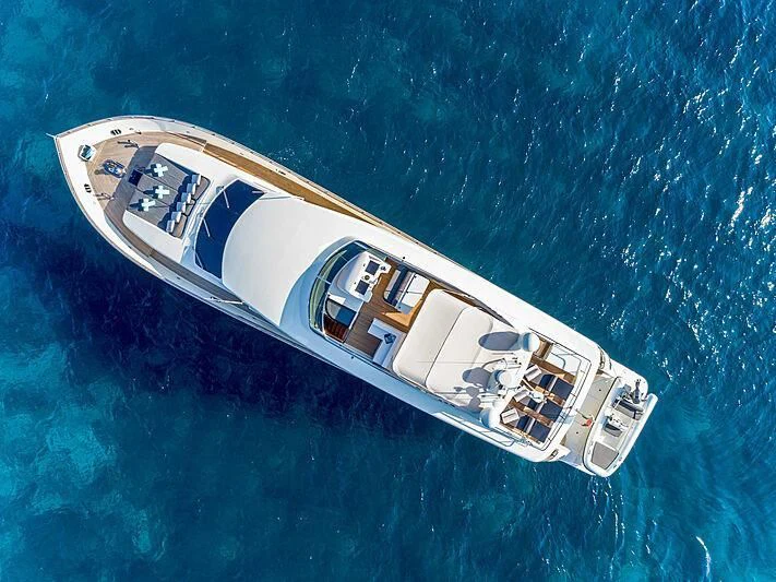 a high angle view of a boat aboard MINOU Yacht for Sale