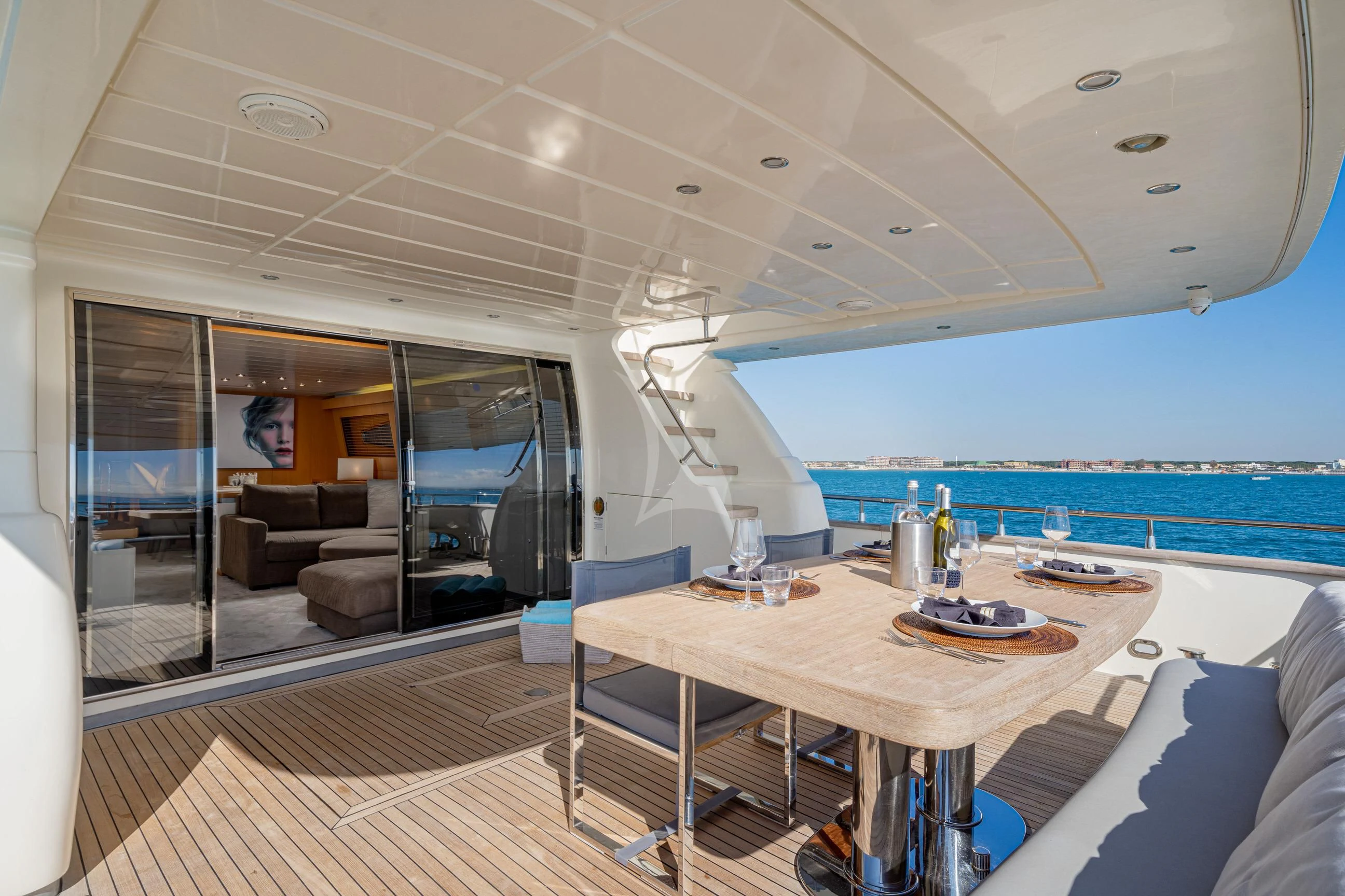 a room with a table and chairs aboard MINOU Yacht for Sale