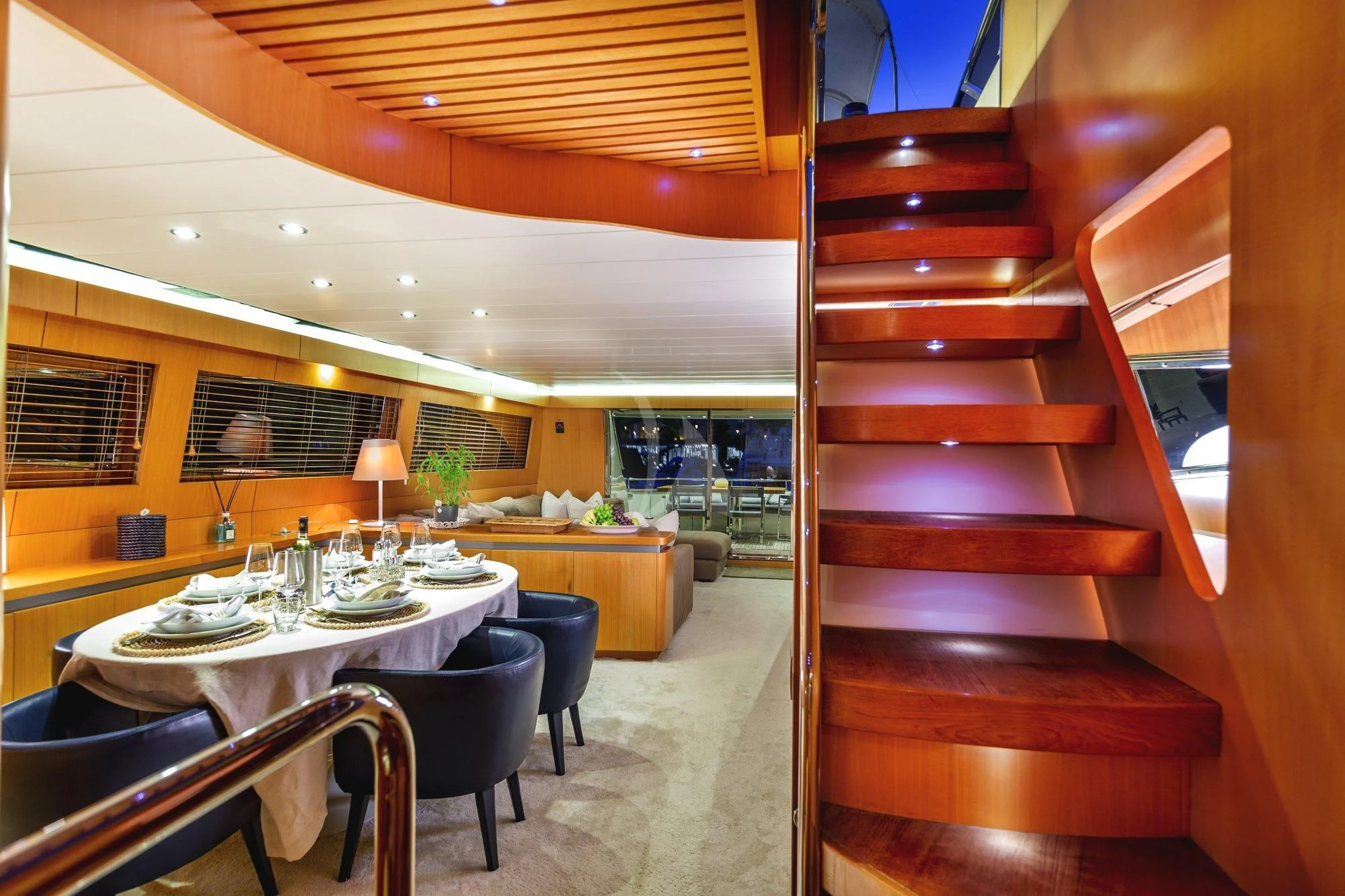 a room with a table and chairs aboard MINOU Yacht for Sale