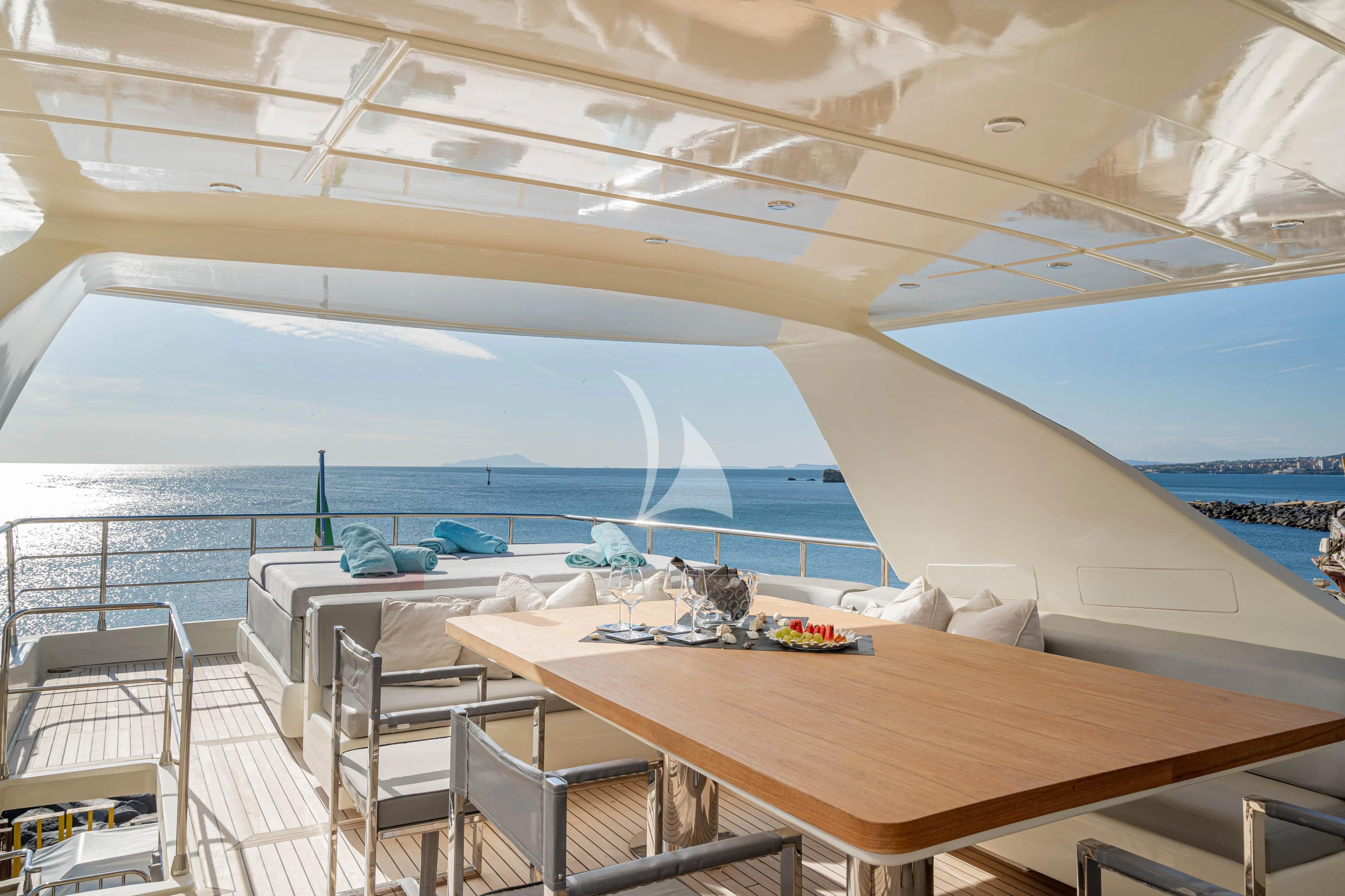 a table on a boat aboard MINOU Yacht for Sale