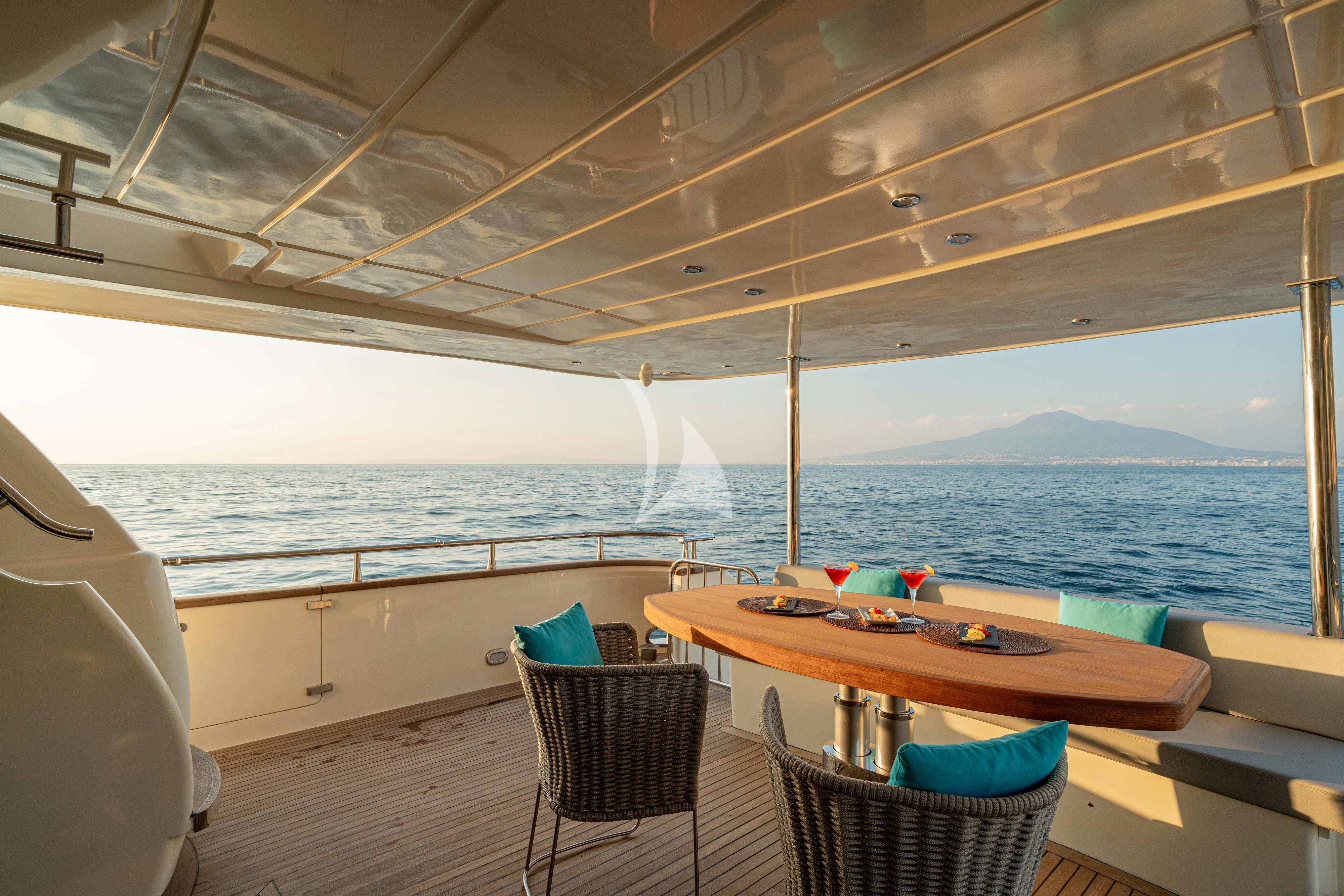 a table on a boat aboard MINOU Yacht for Sale