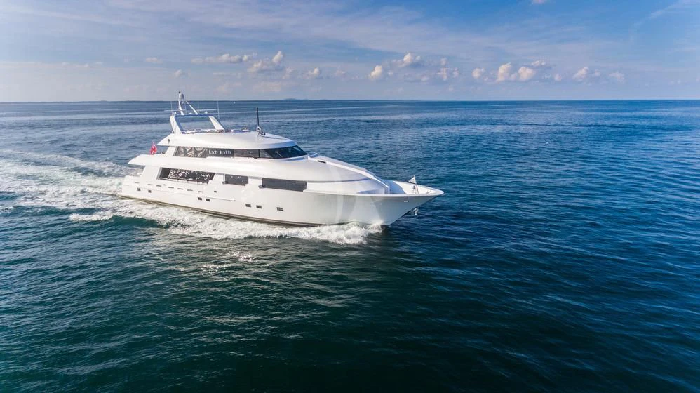 a white yacht in the water aboard SHOGUN Yacht for Sale