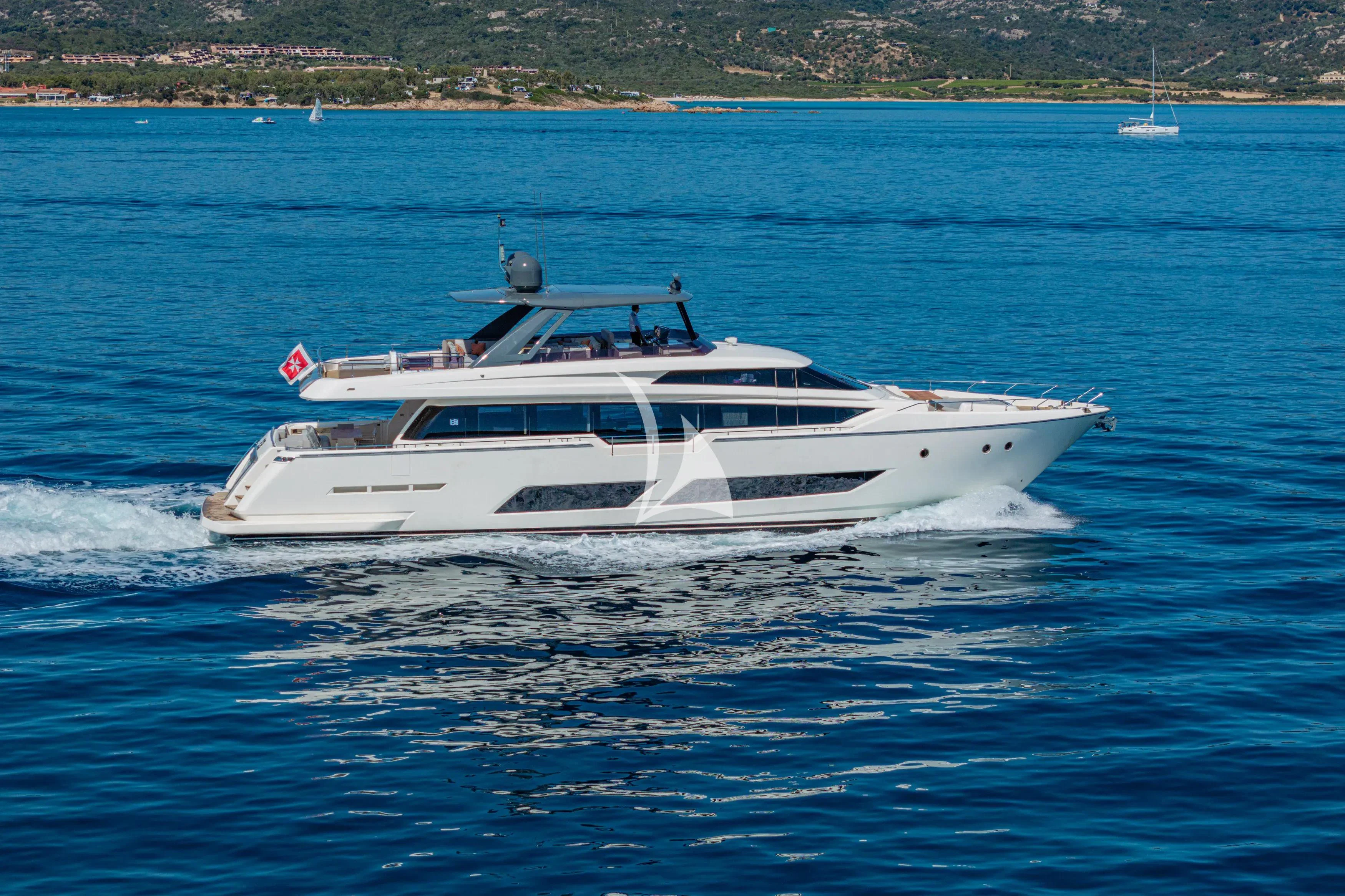 a white boat in the water aboard E3 Yacht for Sale