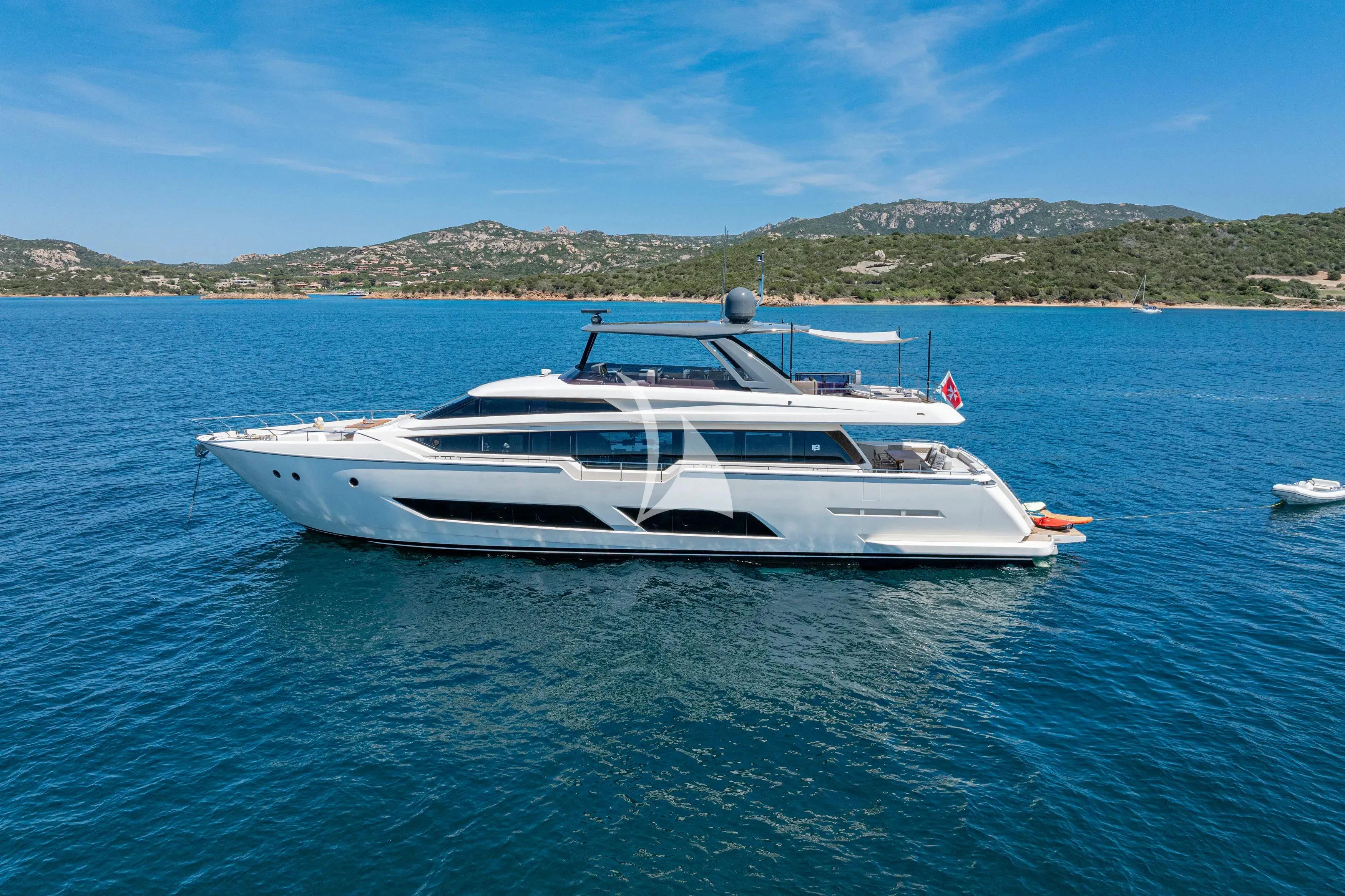 a white boat in the water aboard E3 Yacht for Sale