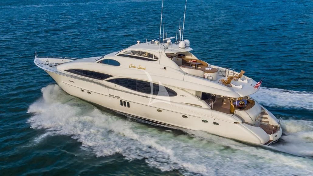 a white yacht on the water aboard CEDAR ISLAND Yacht for Sale