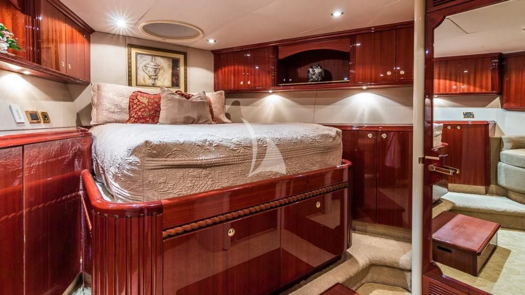 a bed in a room aboard CEDAR ISLAND Yacht for Sale