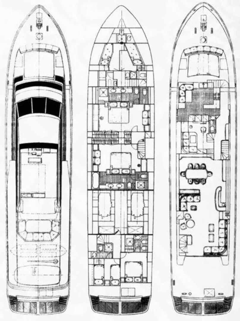 diagram, engineering drawing aboard CIPANGO Yacht for Sale