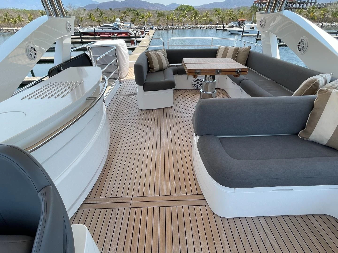 a boat on a deck aboard TRAINERA Yacht for Sale