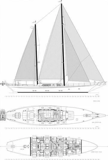 diagram, engineering drawing aboard MOSS Yacht for Sale