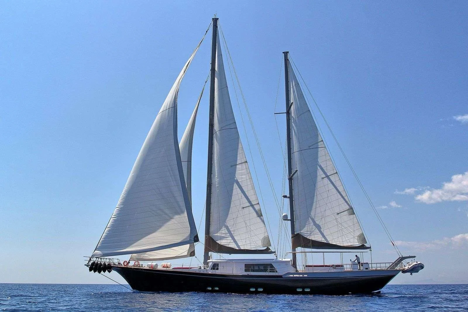 a sailboat on the water aboard MOSS Yacht for Sale
