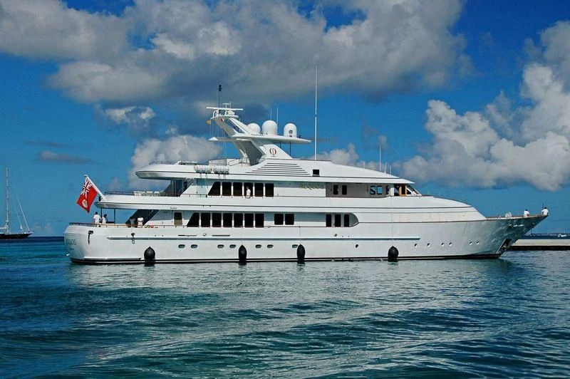 a large white boat in the water aboard HERCULES Yacht for Sale