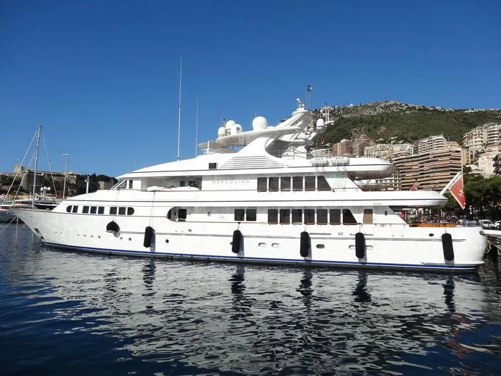 a white boat in the water aboard HERCULES Yacht for Sale
