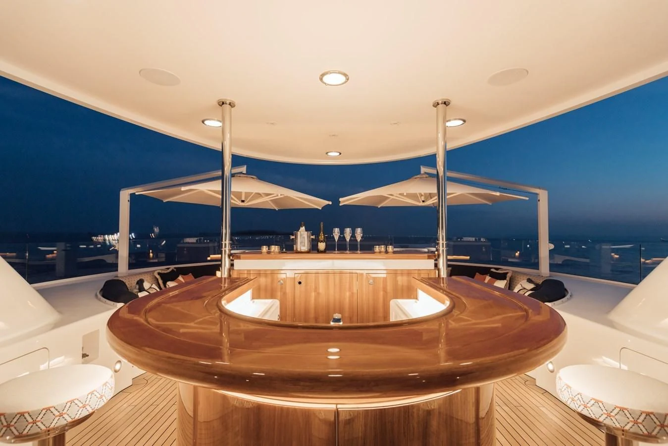 a room with a table and chairs aboard HERCULES Yacht for Sale