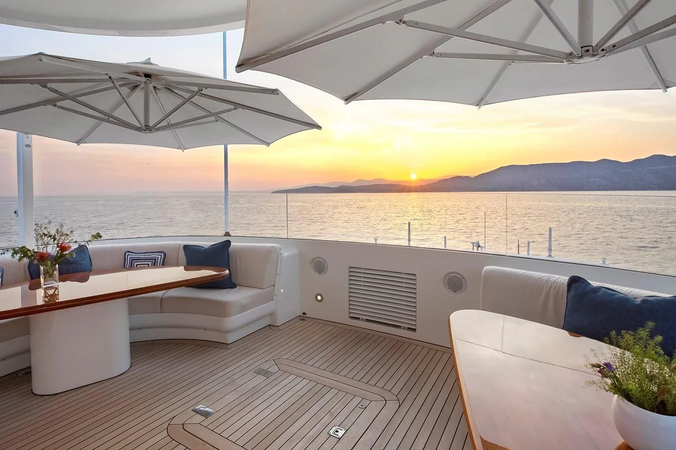 a room with a table and chairs aboard HERCULES Yacht for Sale