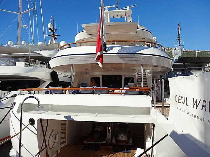 a boat with a red stripe aboard HERCULES Yacht for Sale
