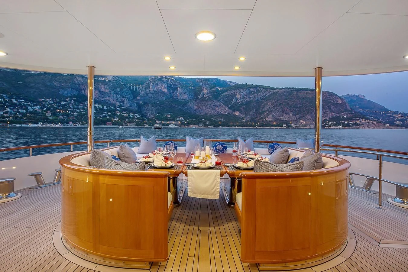 a large balcony overlooking a large body of water aboard HERCULES Yacht for Sale