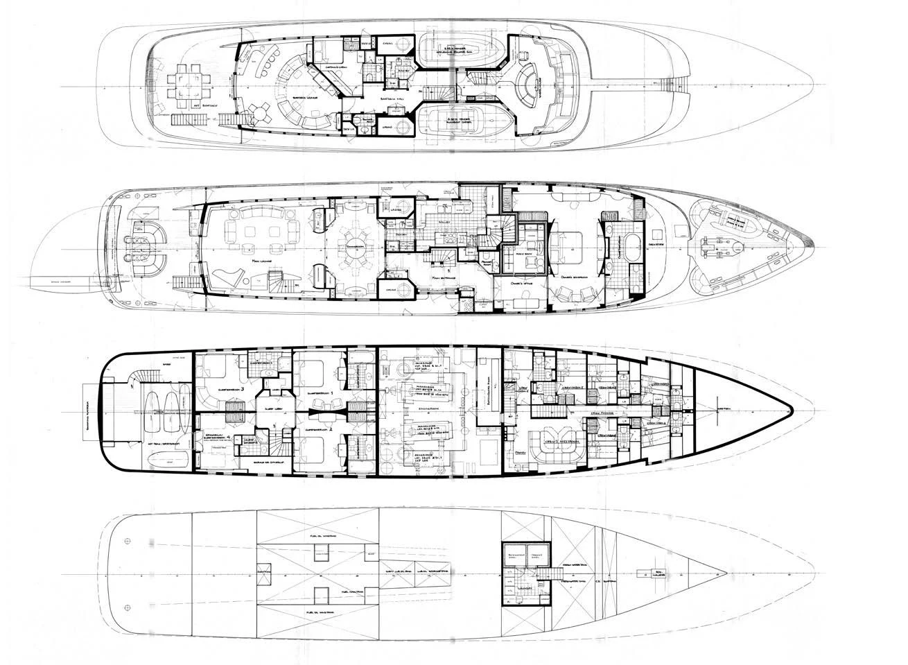 diagram, engineering drawing aboard HERCULES Yacht for Sale