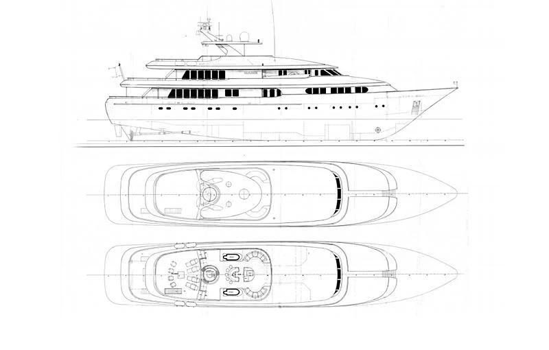diagram, engineering drawing aboard HERCULES Yacht for Sale