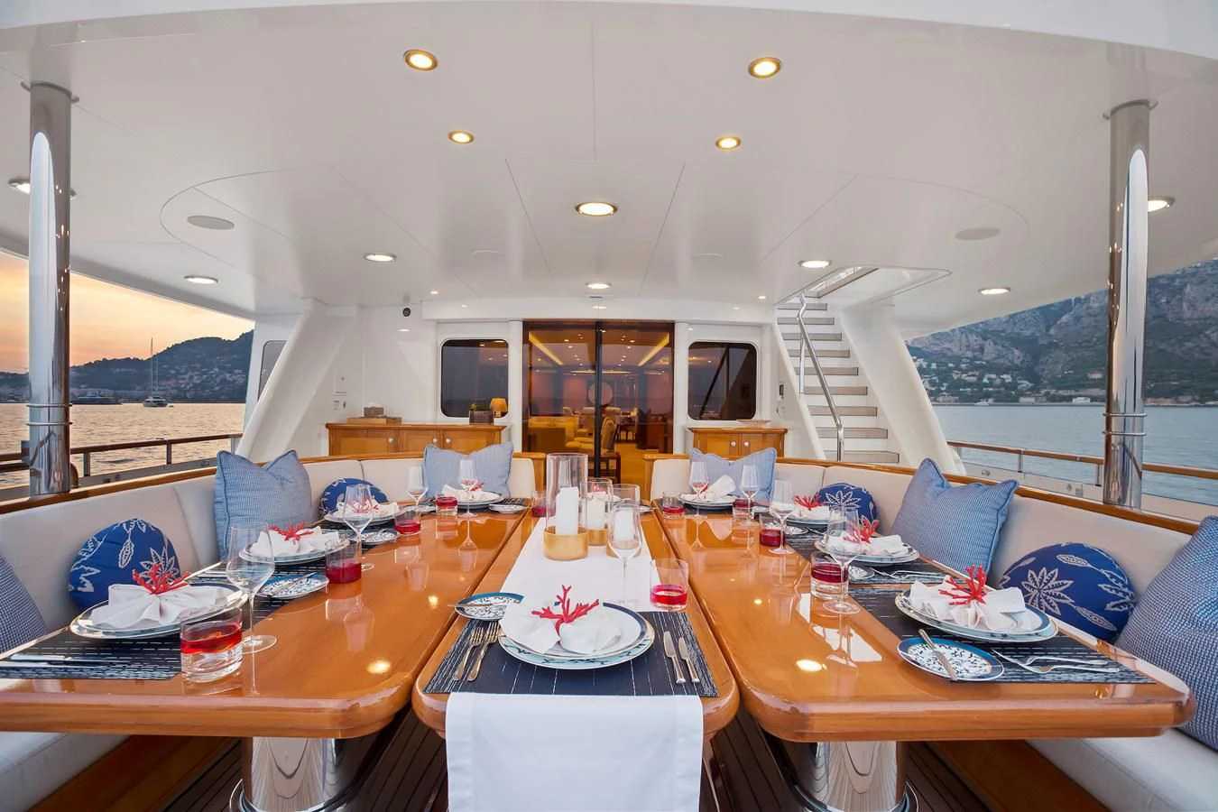 a room with a table and chairs aboard HERCULES Yacht for Sale