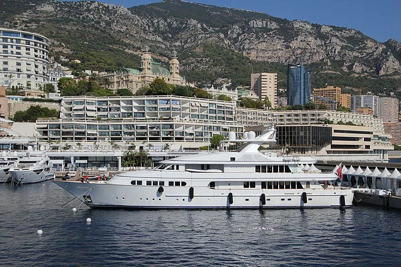 a large white boat in the water aboard HERCULES Yacht for Sale