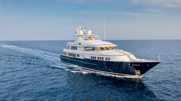 a large boat in the water aboard HERCULES Yacht for Sale