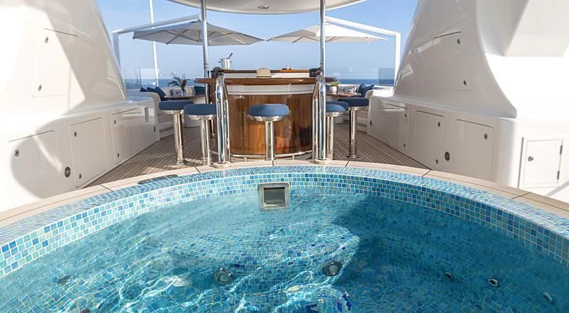 a room with a blue floor aboard HERCULES Yacht for Sale