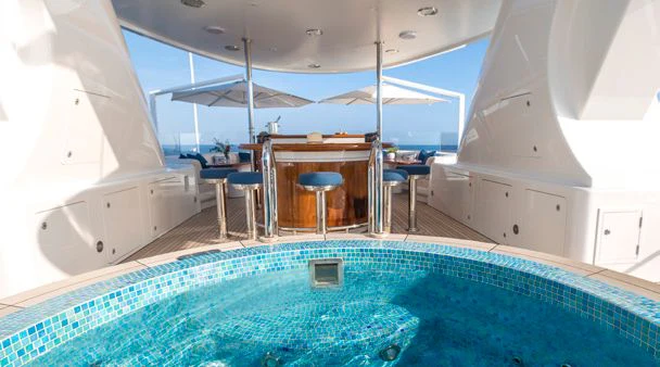 a room with a blue floor aboard HERCULES Yacht for Sale
