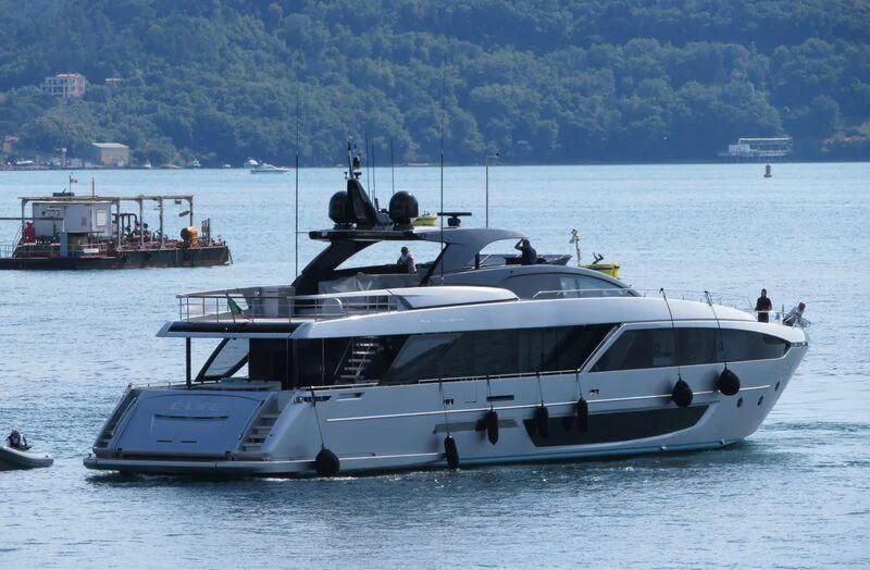 a white yacht in the water aboard ANAISA Yacht for Sale