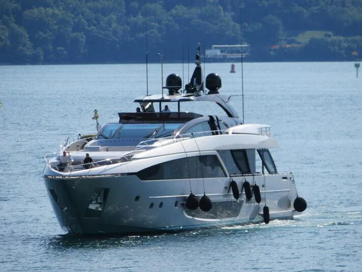 a white boat on the water aboard ANAISA Yacht for Sale