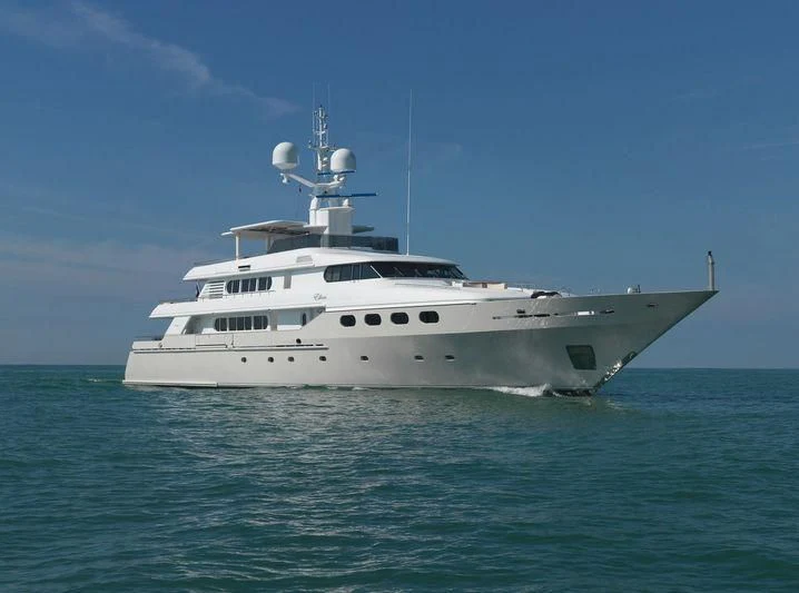 a large white ship in the water aboard EILEEN Yacht for Sale