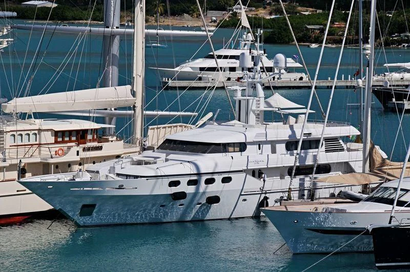 a group of boats in a harbor aboard EILEEN Yacht for Sale