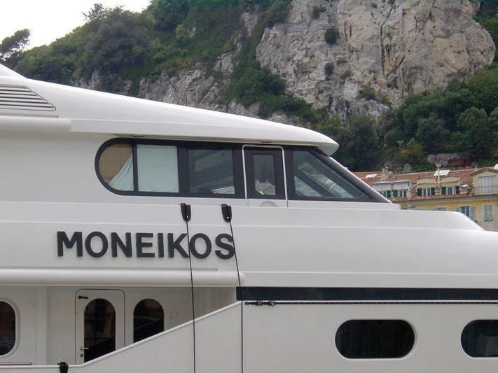 a white vehicle with a sign on the side aboard EILEEN Yacht for Sale