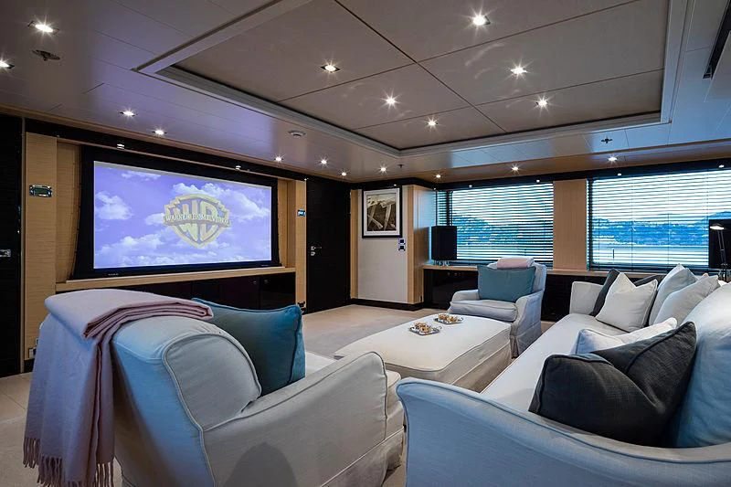 a room with a large screen aboard GRACE (YET) Yacht for Sale