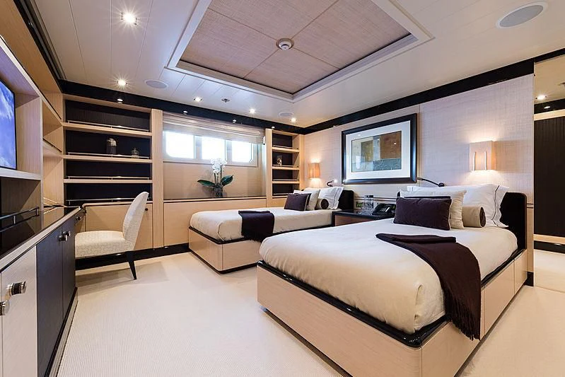 a large bedroom with a large bed aboard GRACE (YET) Yacht for Sale