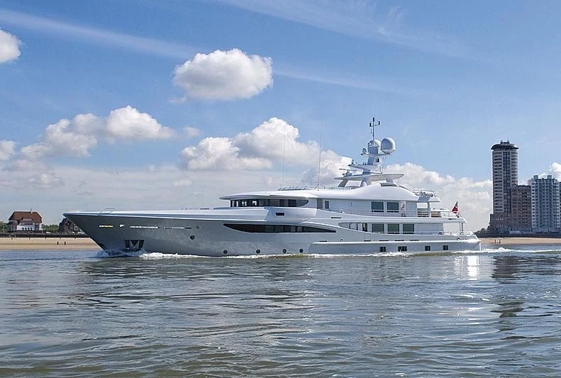 a large white yacht in the water aboard GRACE (YET) Yacht for Sale