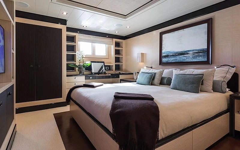 a large bed in a room aboard GRACE (YET) Yacht for Sale
