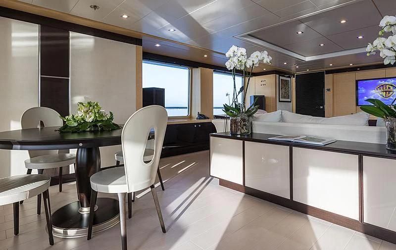 a large kitchen with white cabinets aboard GRACE (YET) Yacht for Sale