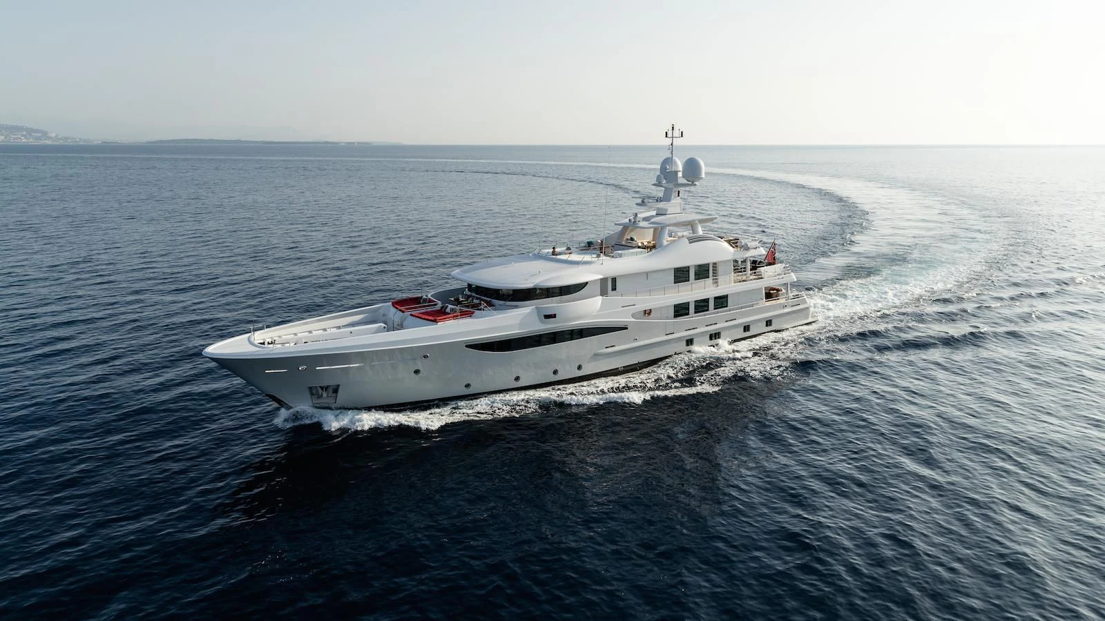 a white boat in the water aboard GRACE (YET) Yacht for Sale